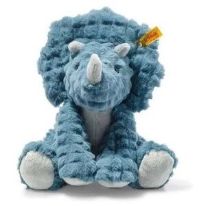 Steiff Dixi Triceratops Dinosaur Plush Stuffed Animal Toy Friend Blue 11”